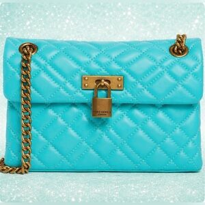Kurt Geiger London Brixton Quilted Leather Chain Shoulder Bag Teal w/DustBag